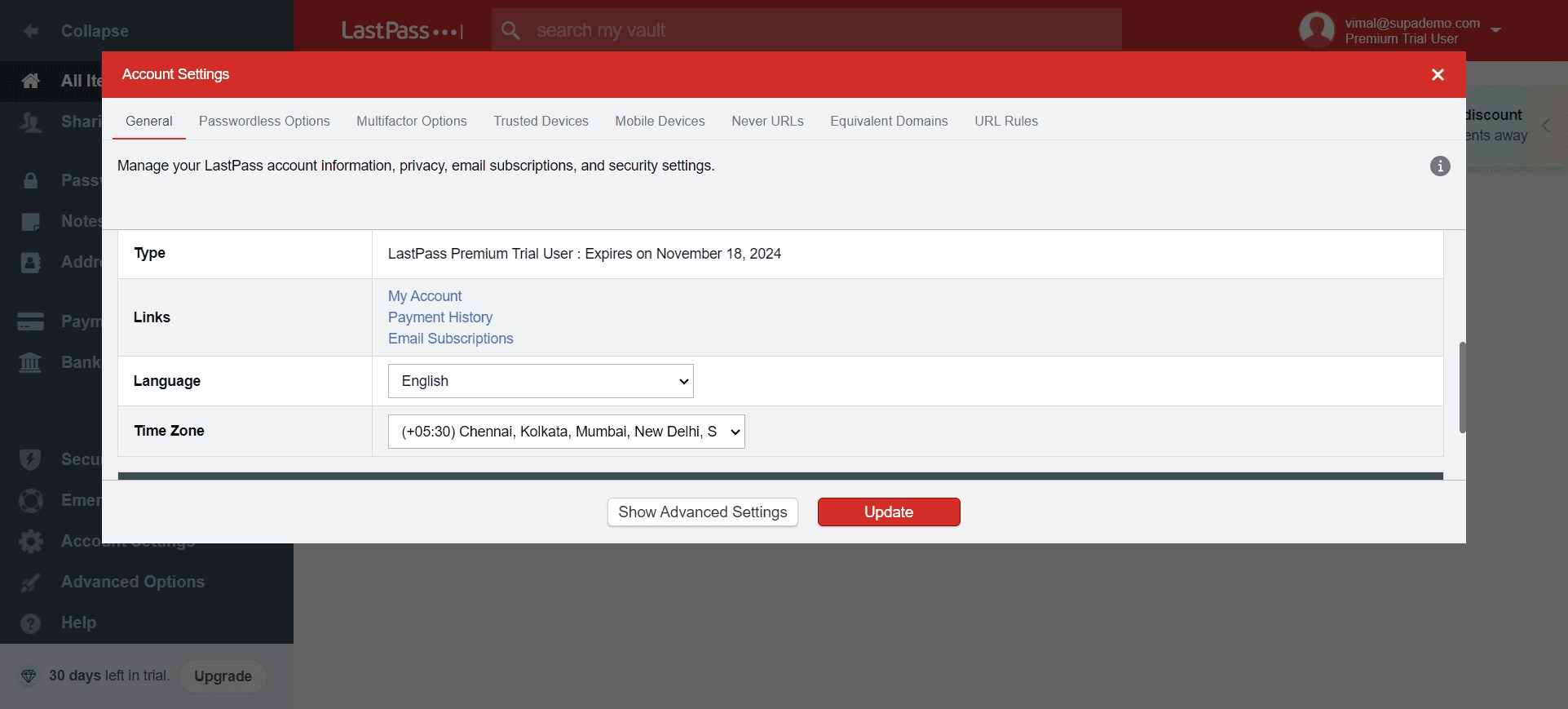 Navigate to deletion options