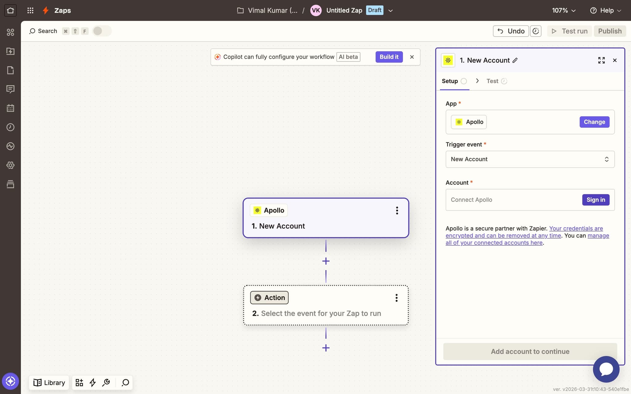 Click Sign in to connect Apollo