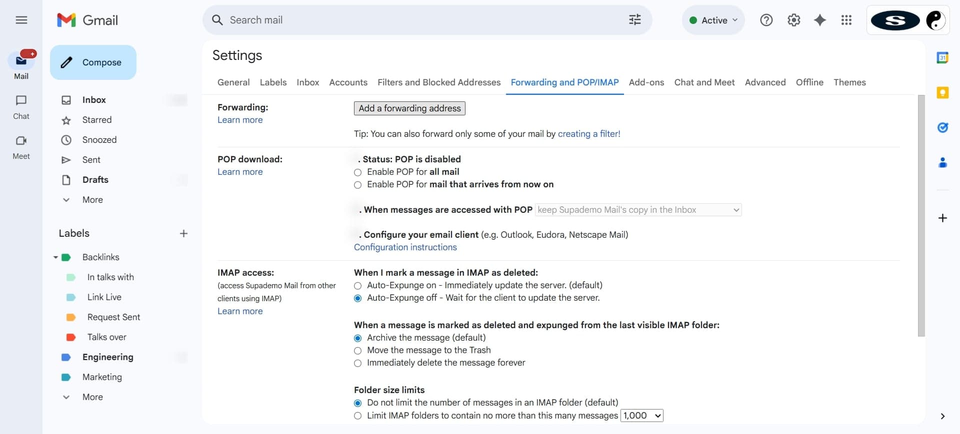 Save the forwarding rule