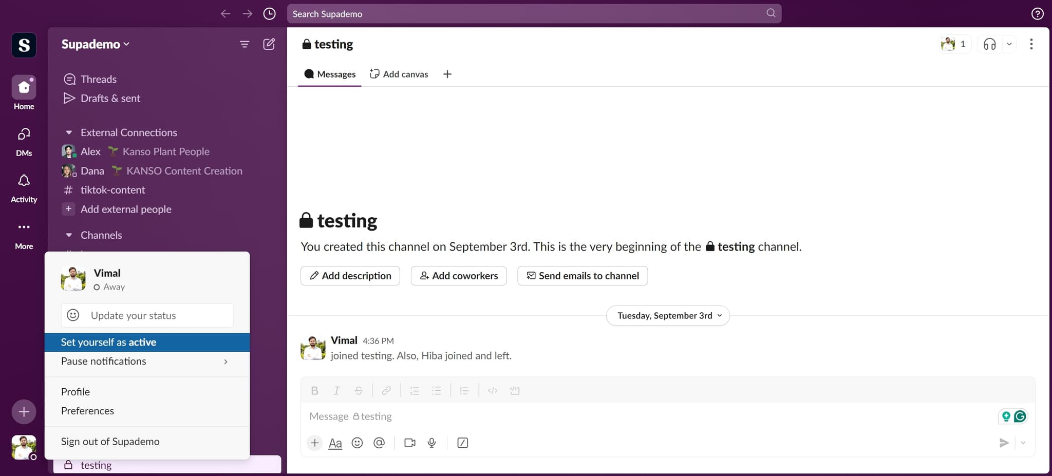 Select Set yourself as active