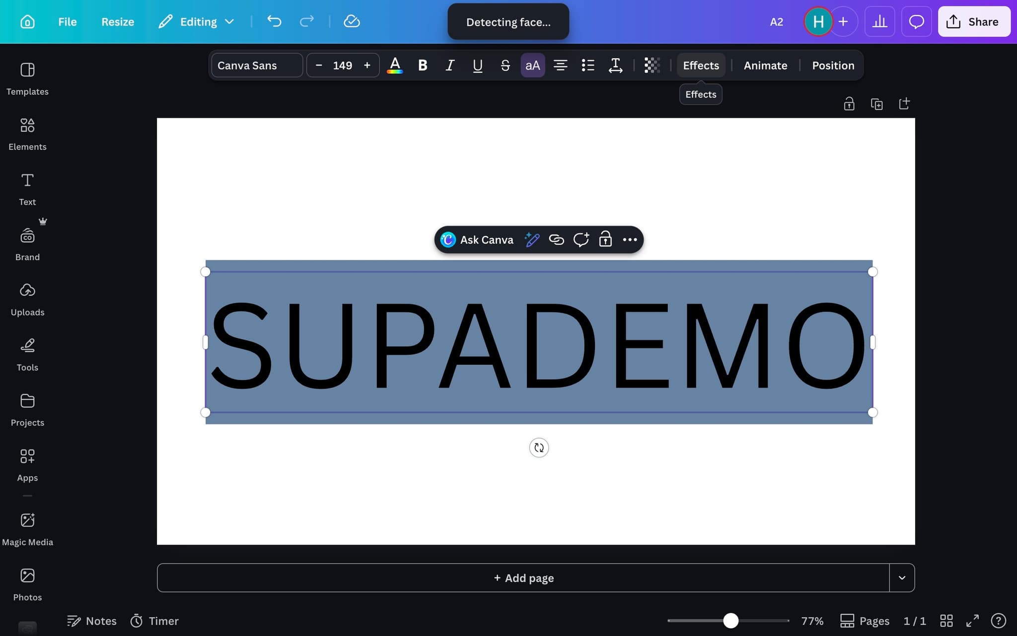 Select the text element