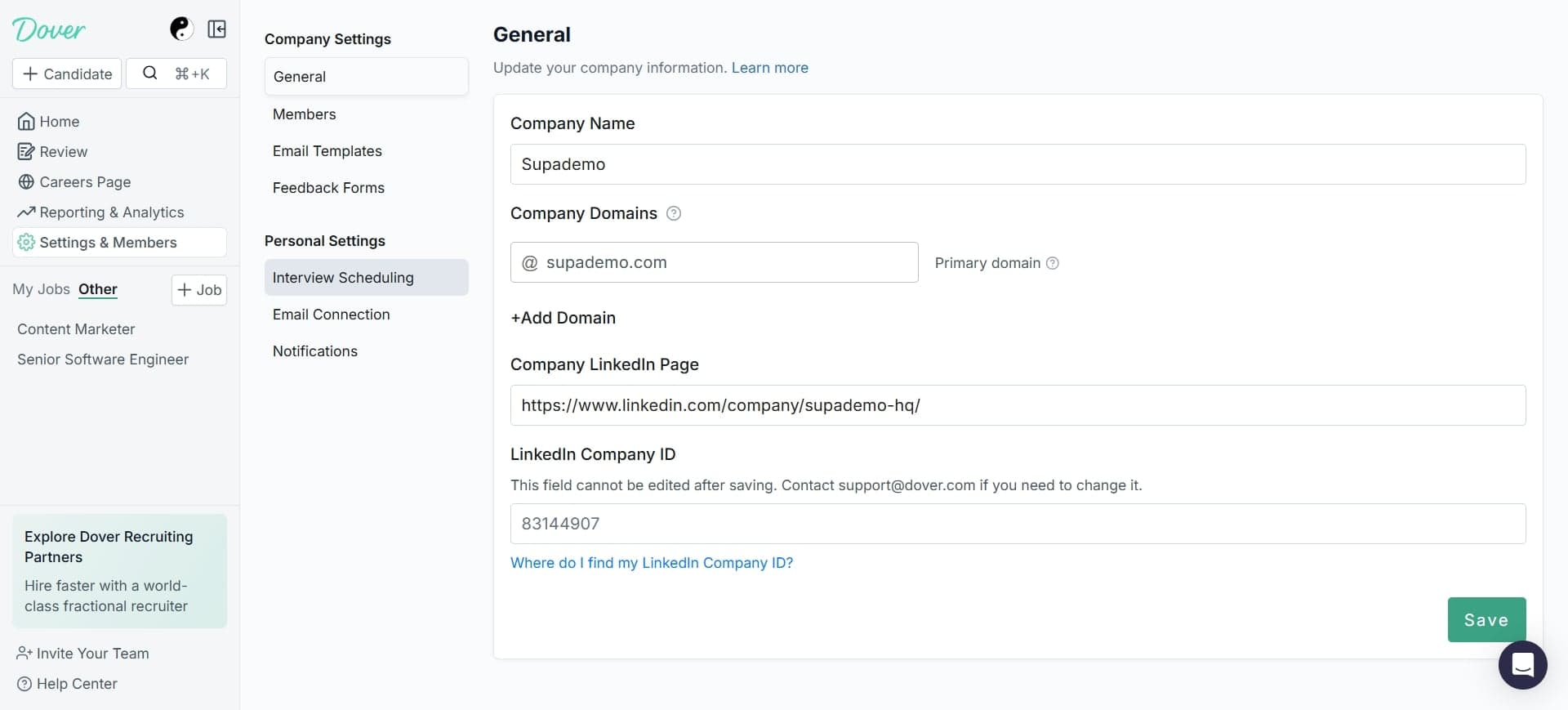 Locate interview preferences section