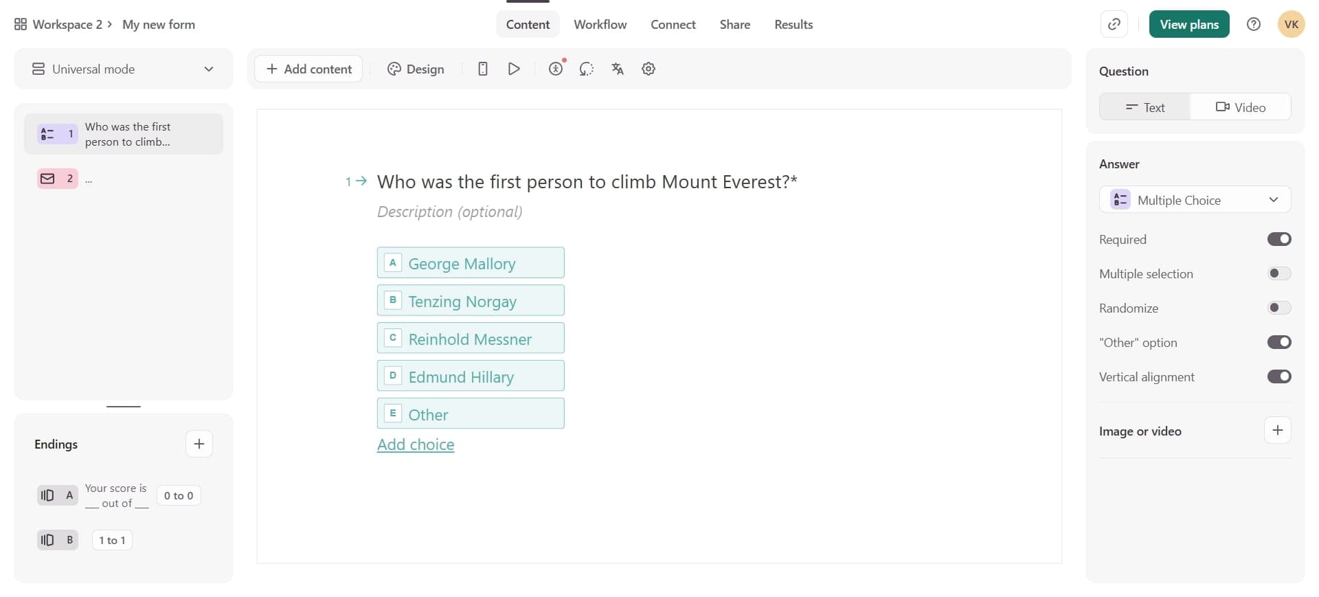 Open Typeform account settings