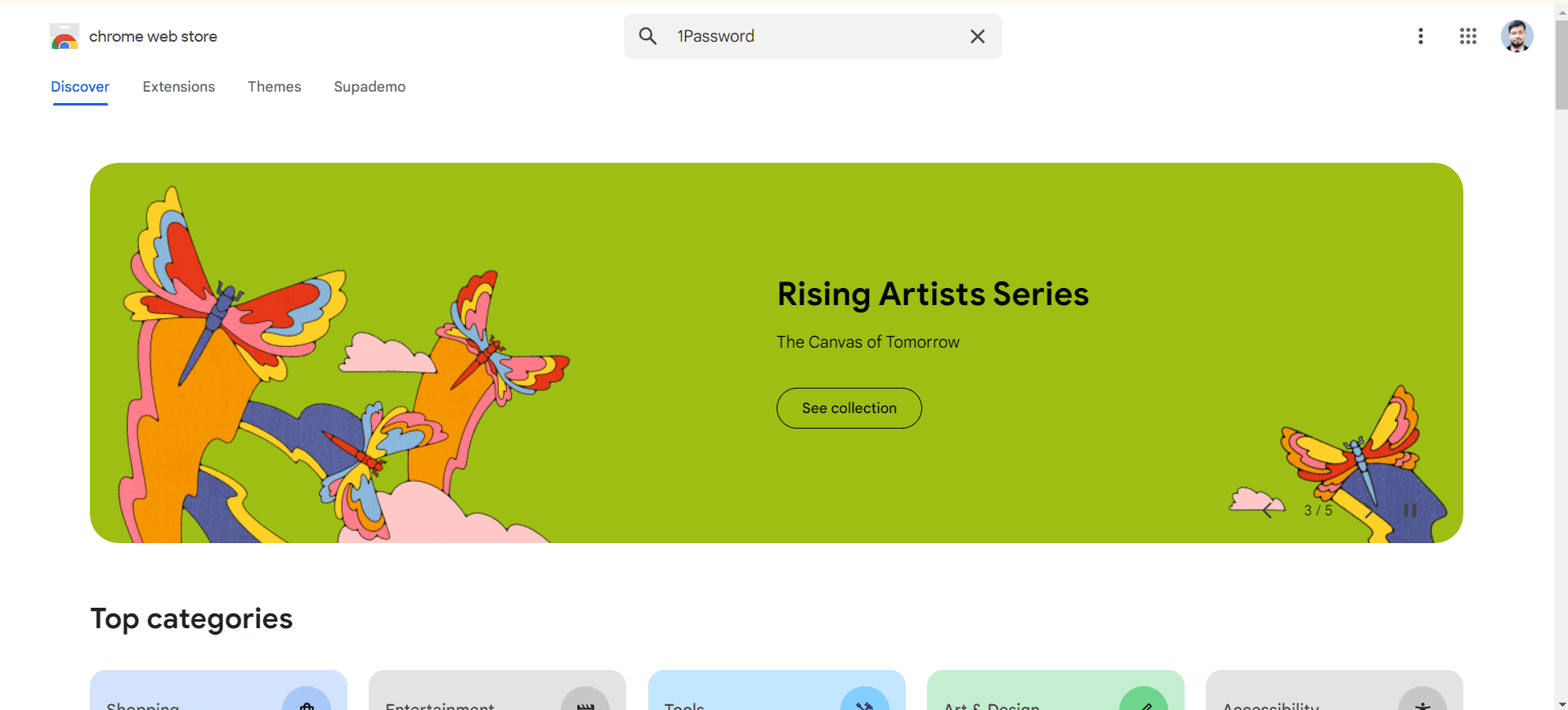 Search for 1Password extension