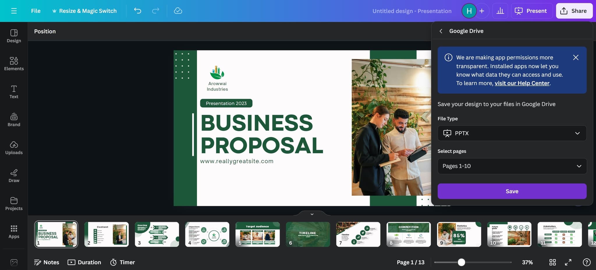 Save the exported file