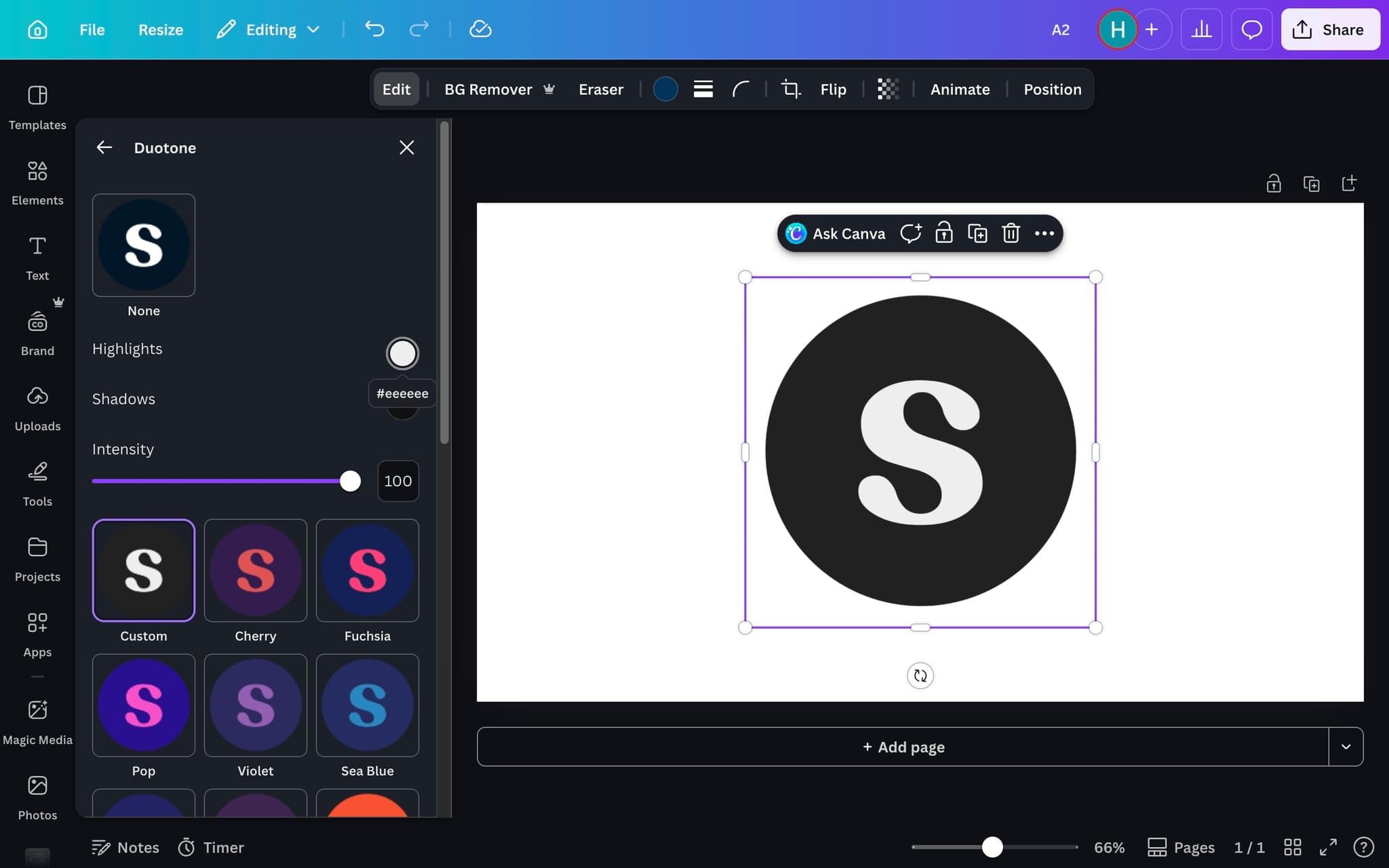 Swap the highlight and shadow colors