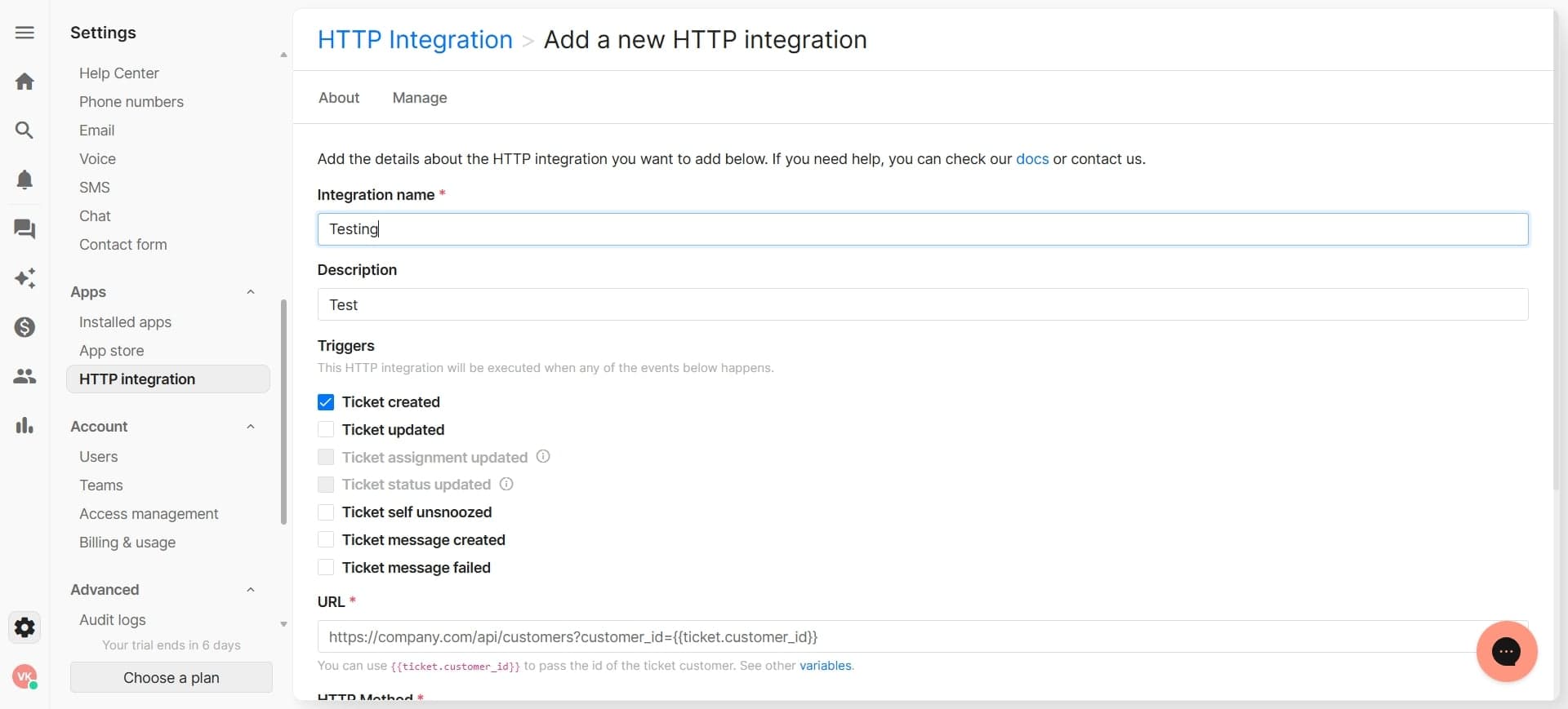Select authentication method