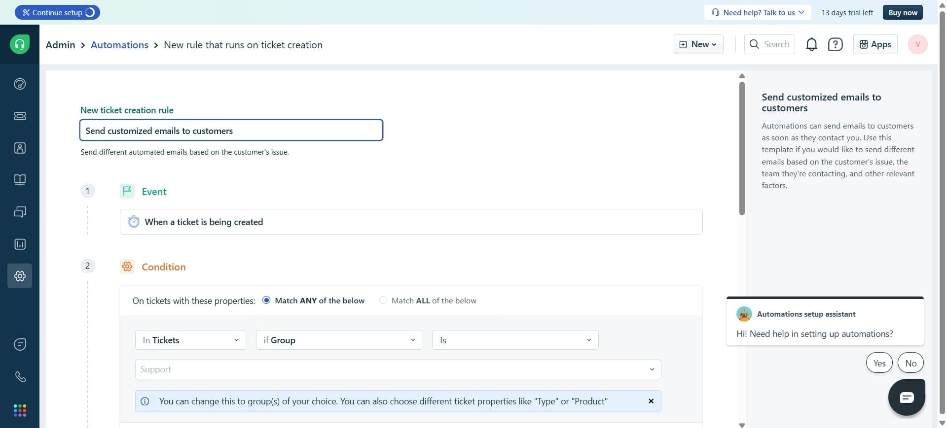 Set priority escalation rules