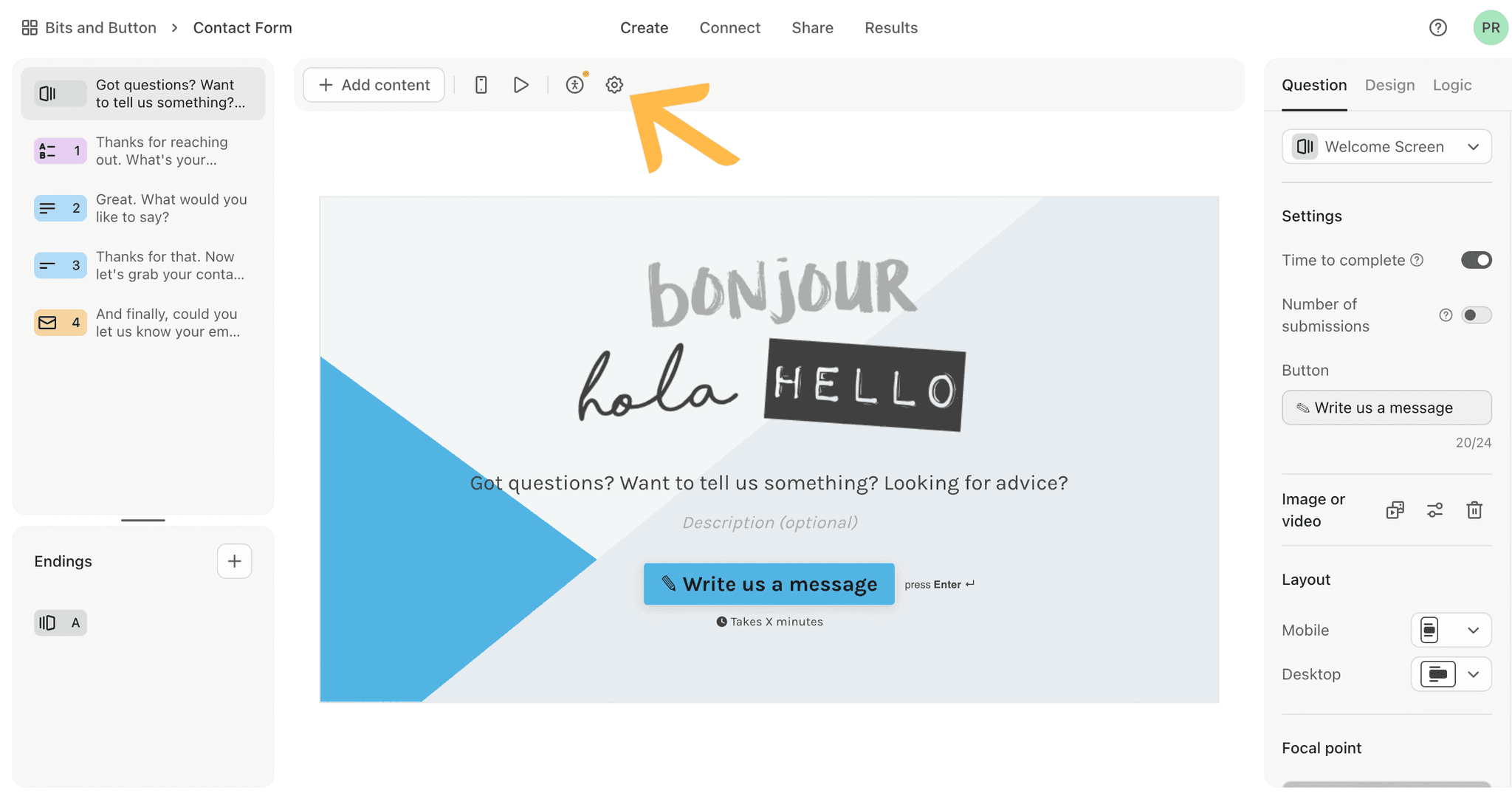 Navigate to your Typeform workspace
