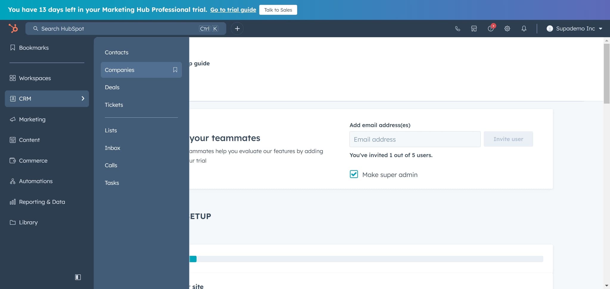 Navigate to Companies