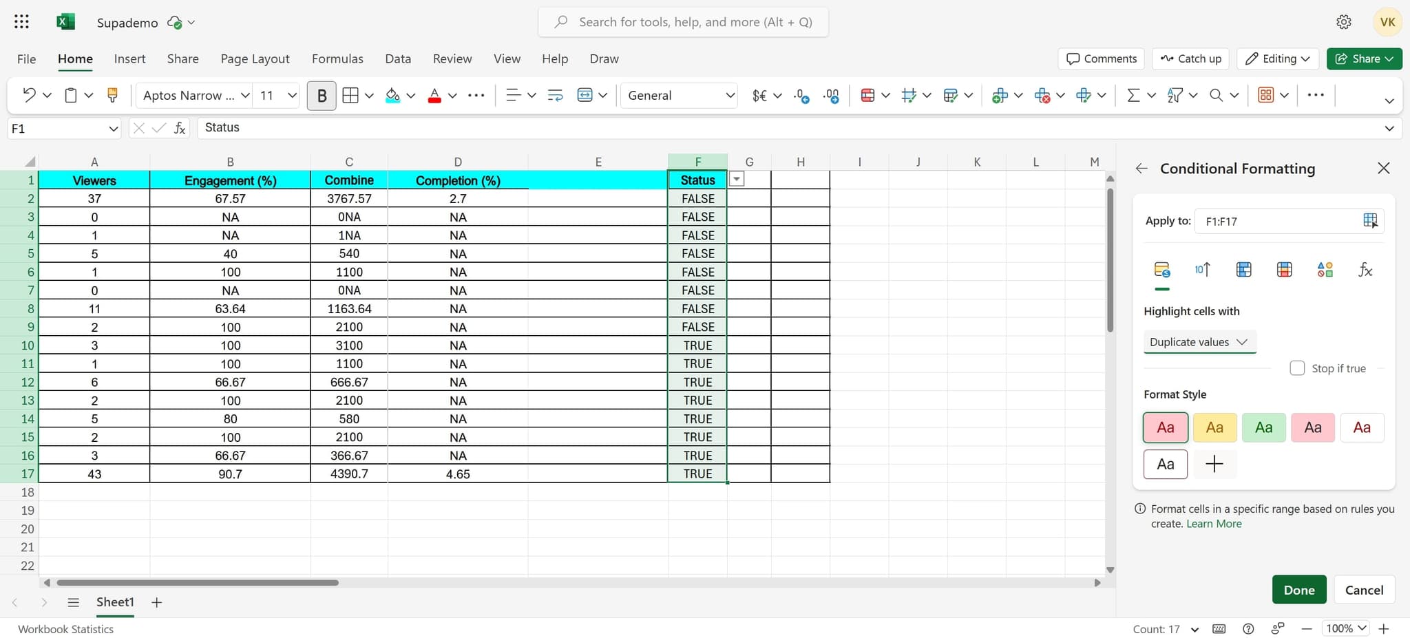 Apply the formatting and finish