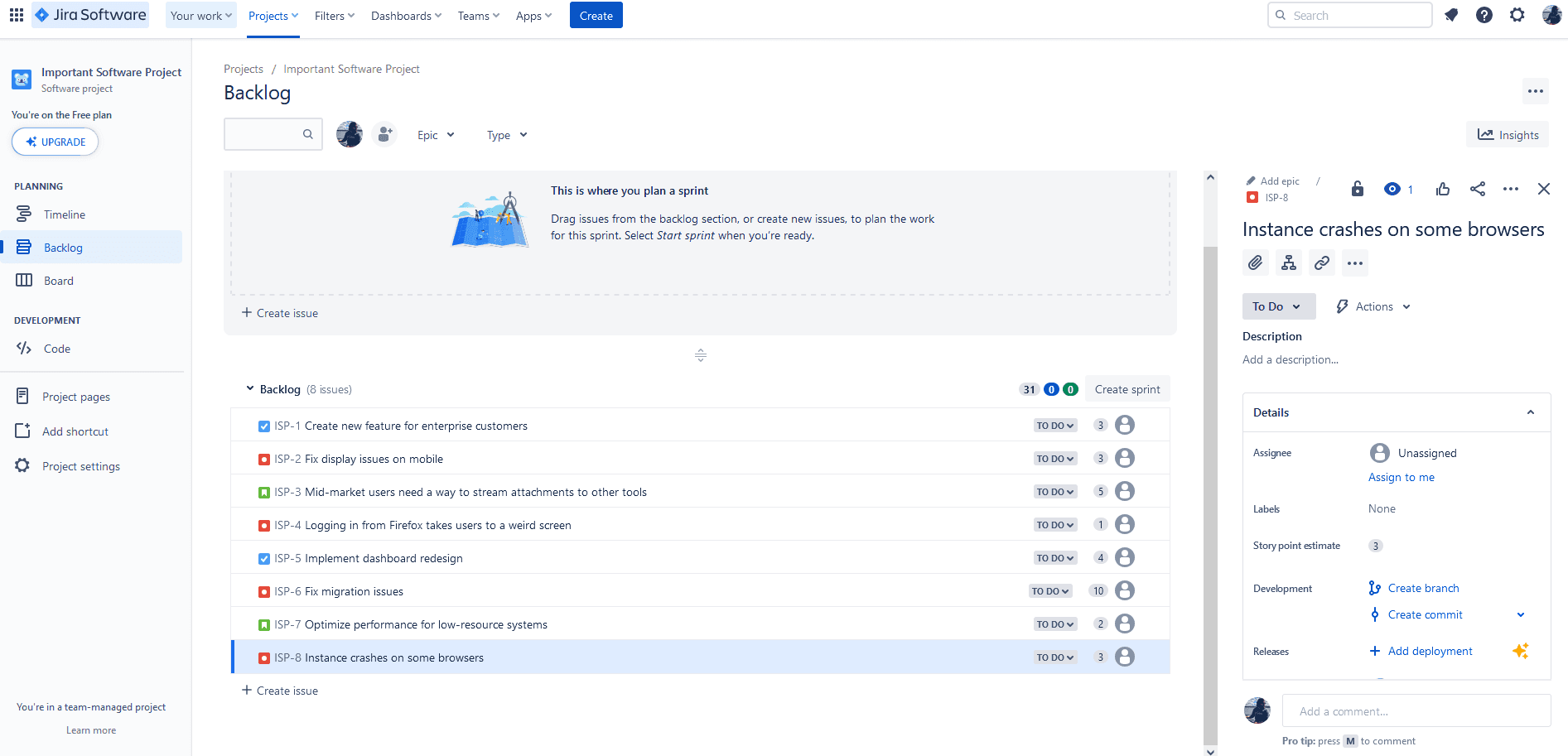 Access your Jira project board