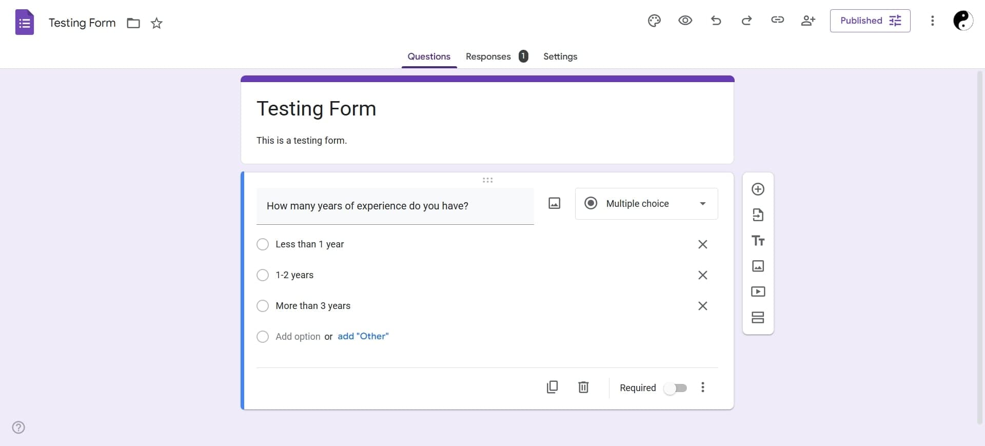 Navigate to the Responses tab