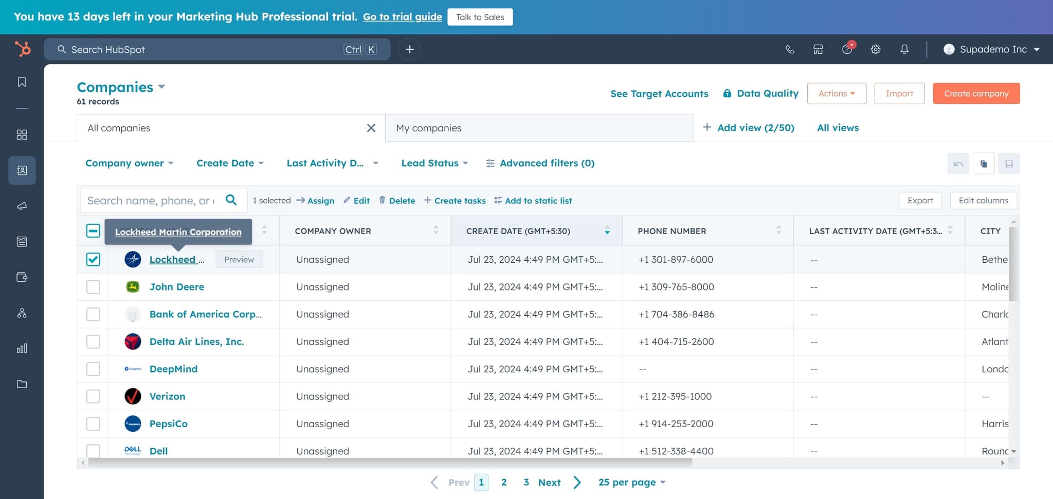 Select the duplicate company