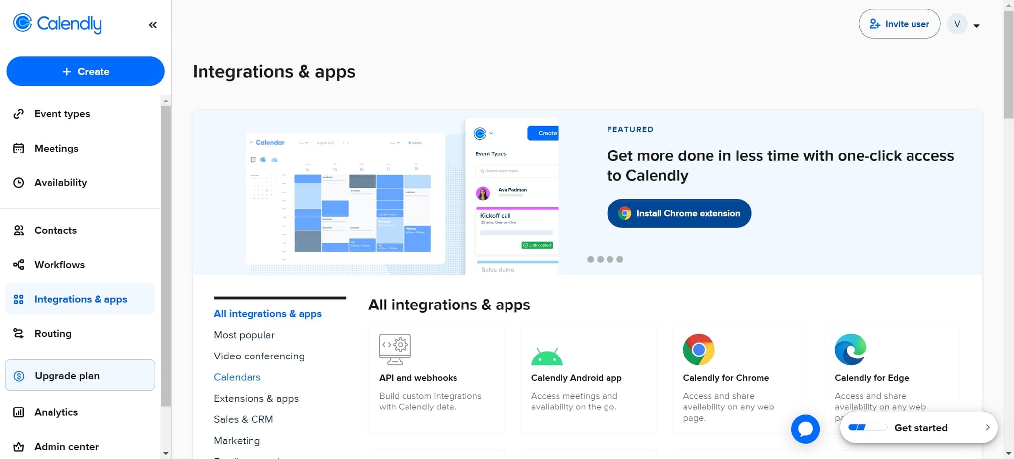 Select Calendars from the menu