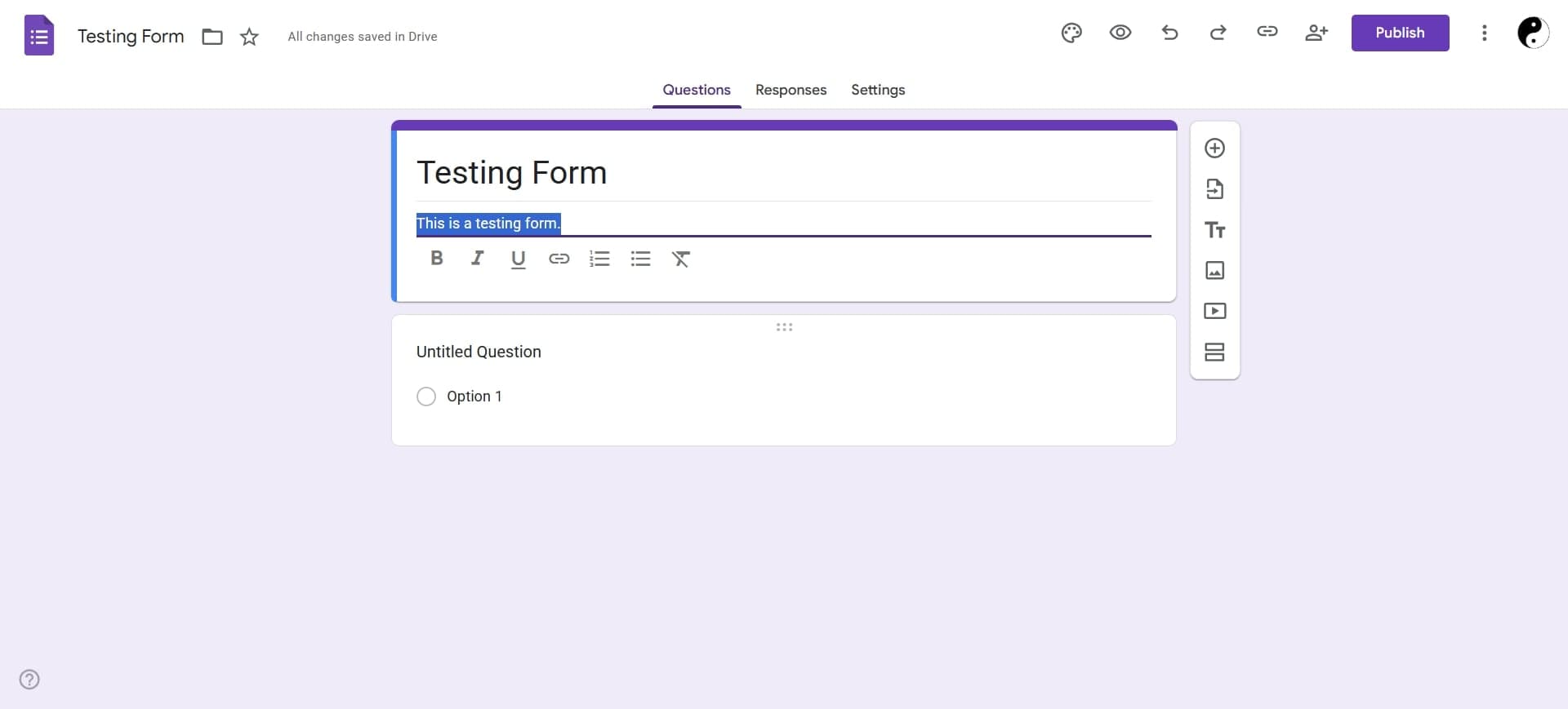 Choose a Question Type