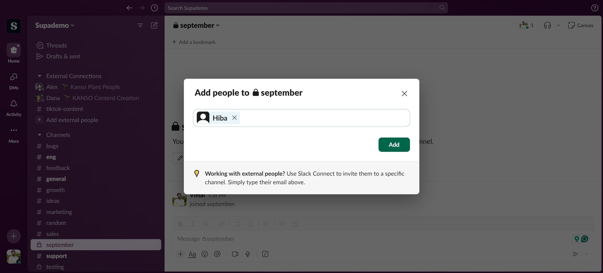 Add the selected member