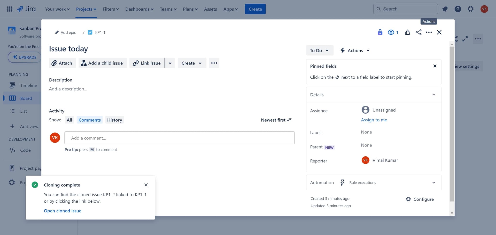 Complete the cloning process