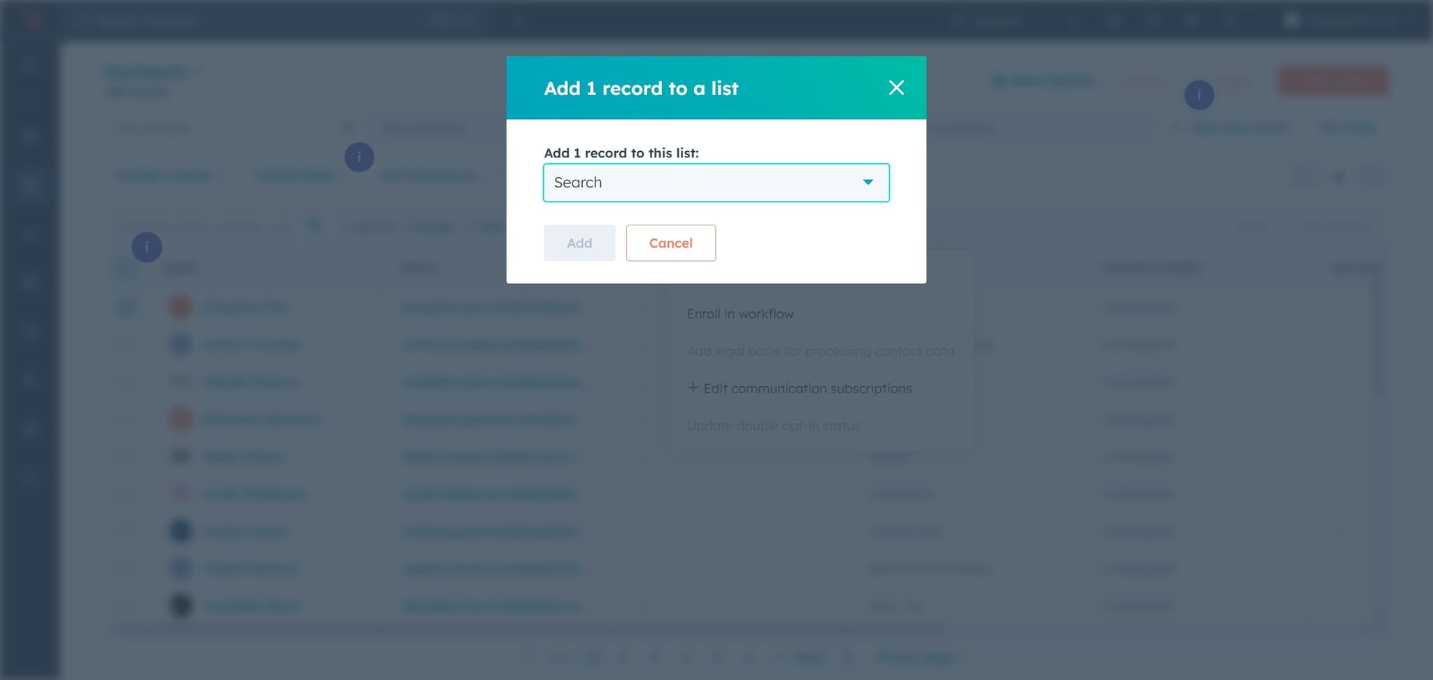 Search for the list option