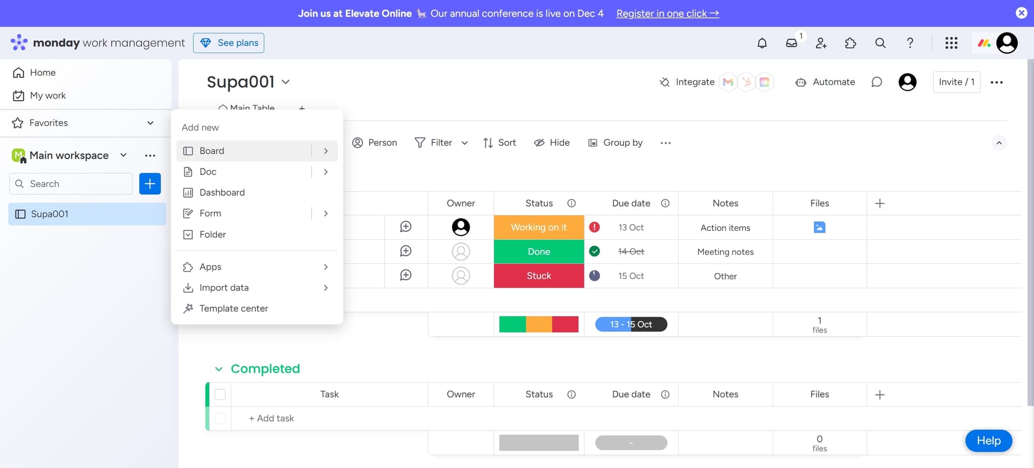 Select the Board option
