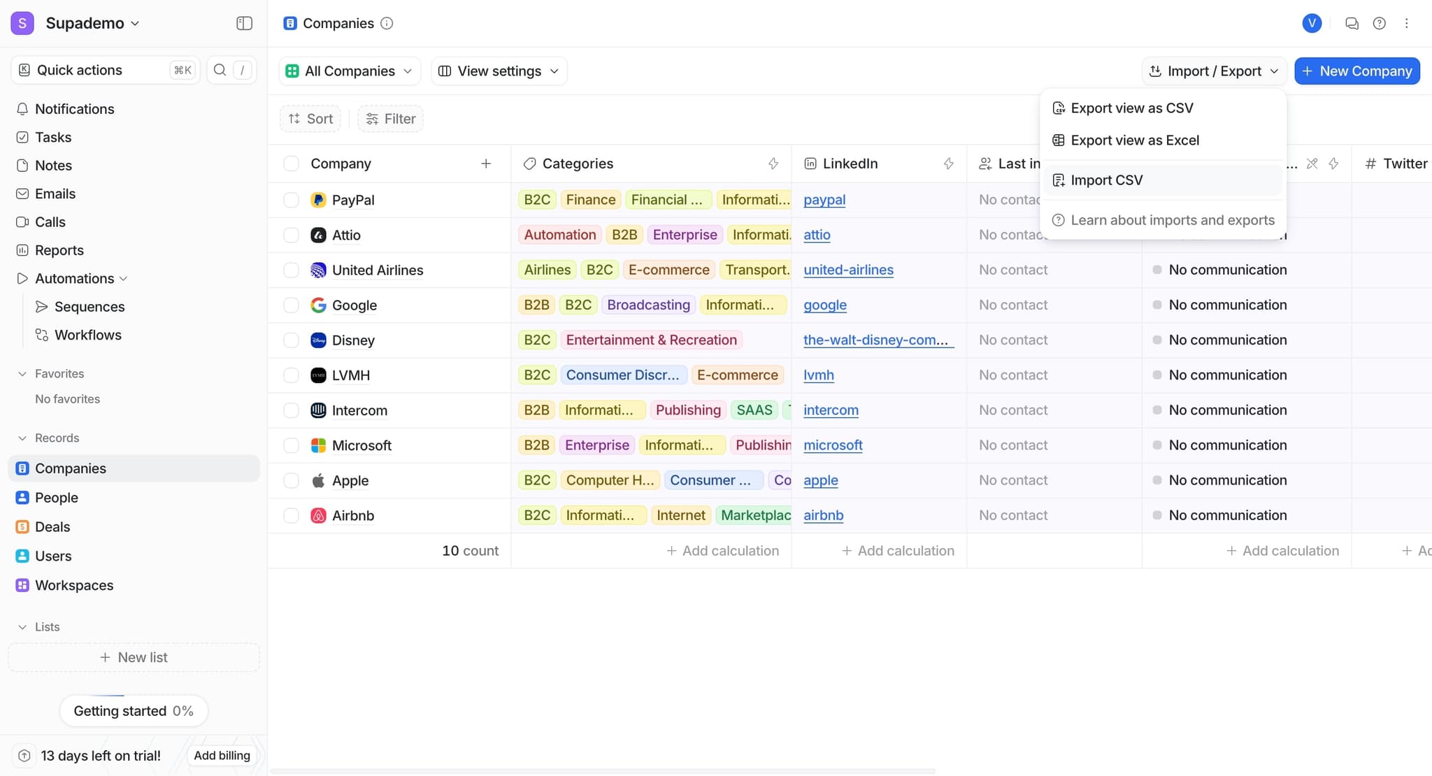 Upload your CSV file
