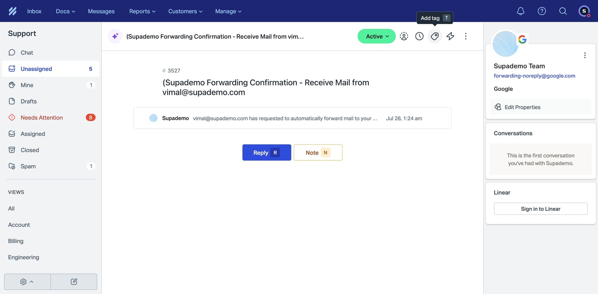 Select or type a tag name