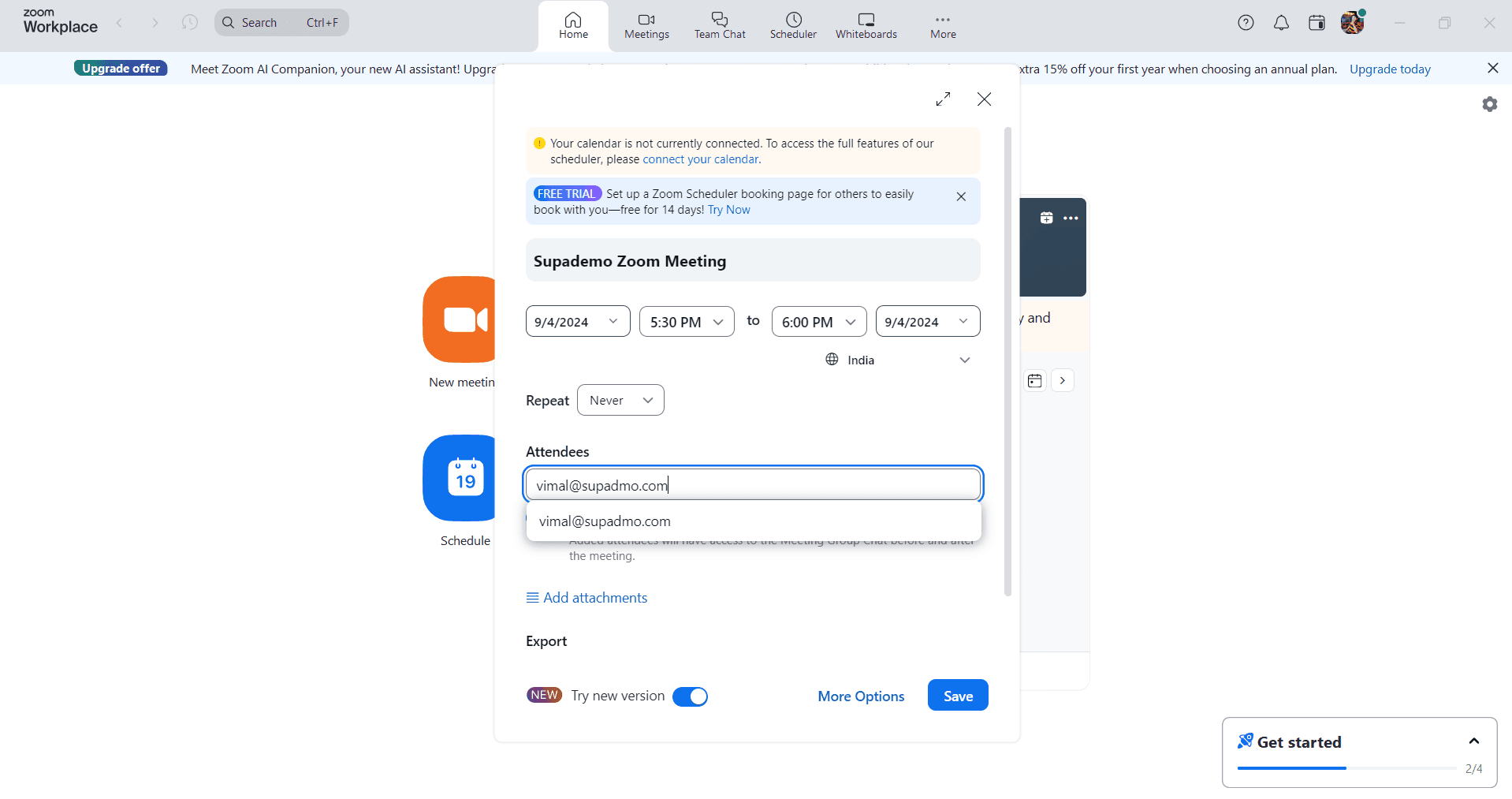 Add meeting title and description
