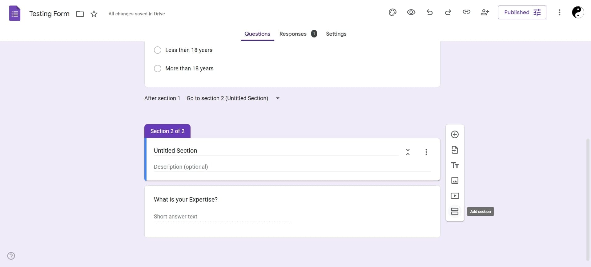 Map answer options to destinations