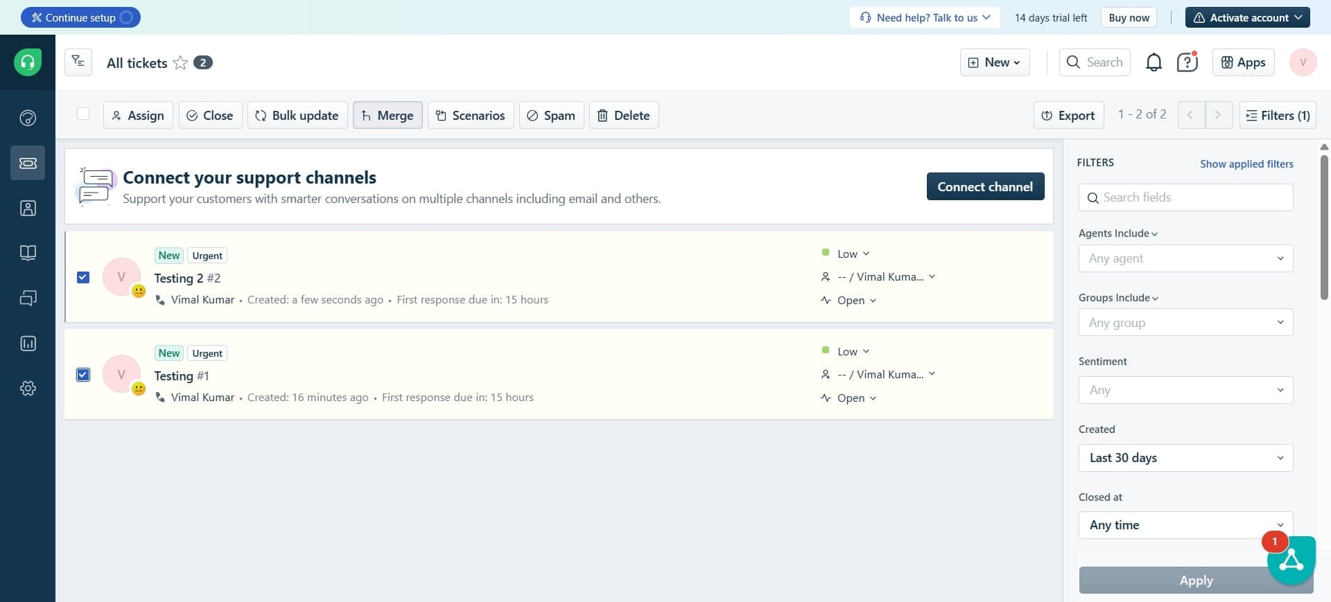 Select the primary ticket