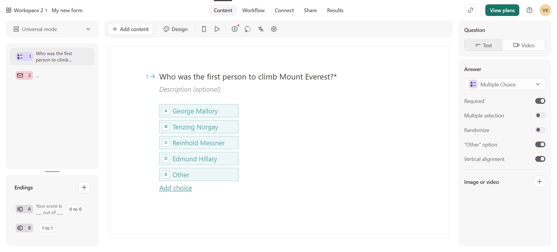 Open Typeform and select your form