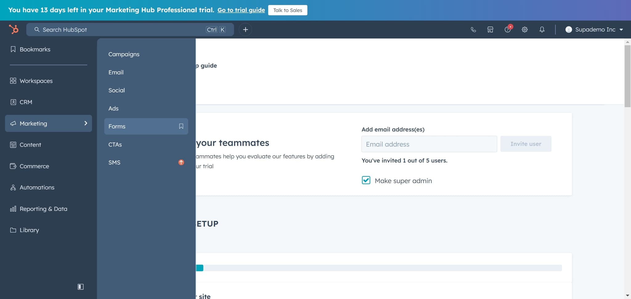 Open the Forms Section