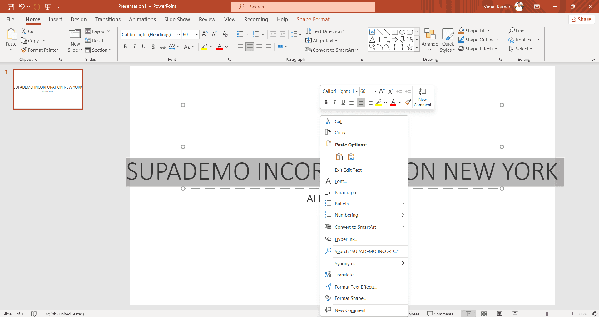 Access the Format menu
