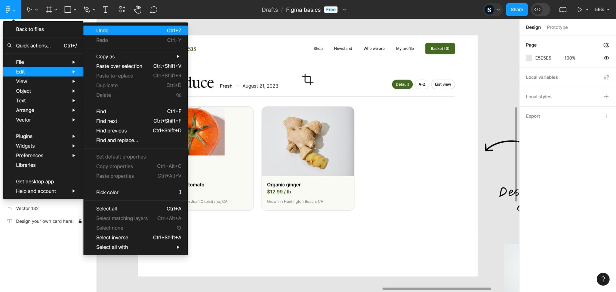 Execute the undo command