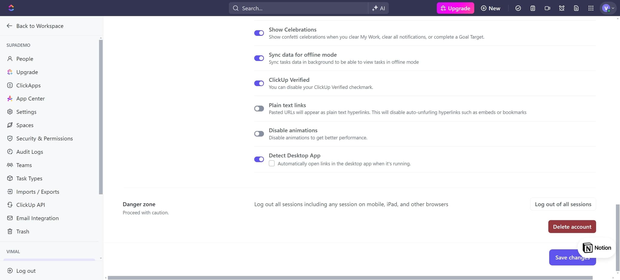 Select Delete Account
