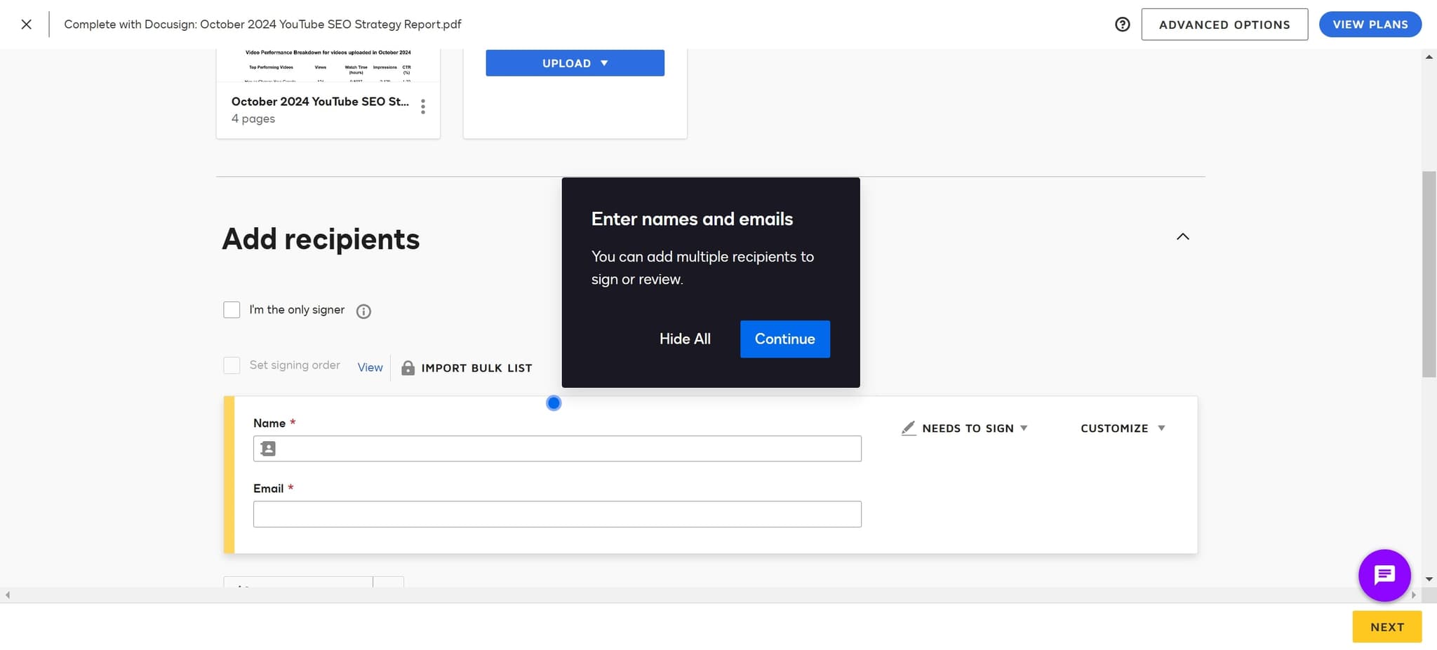 Click on your document name