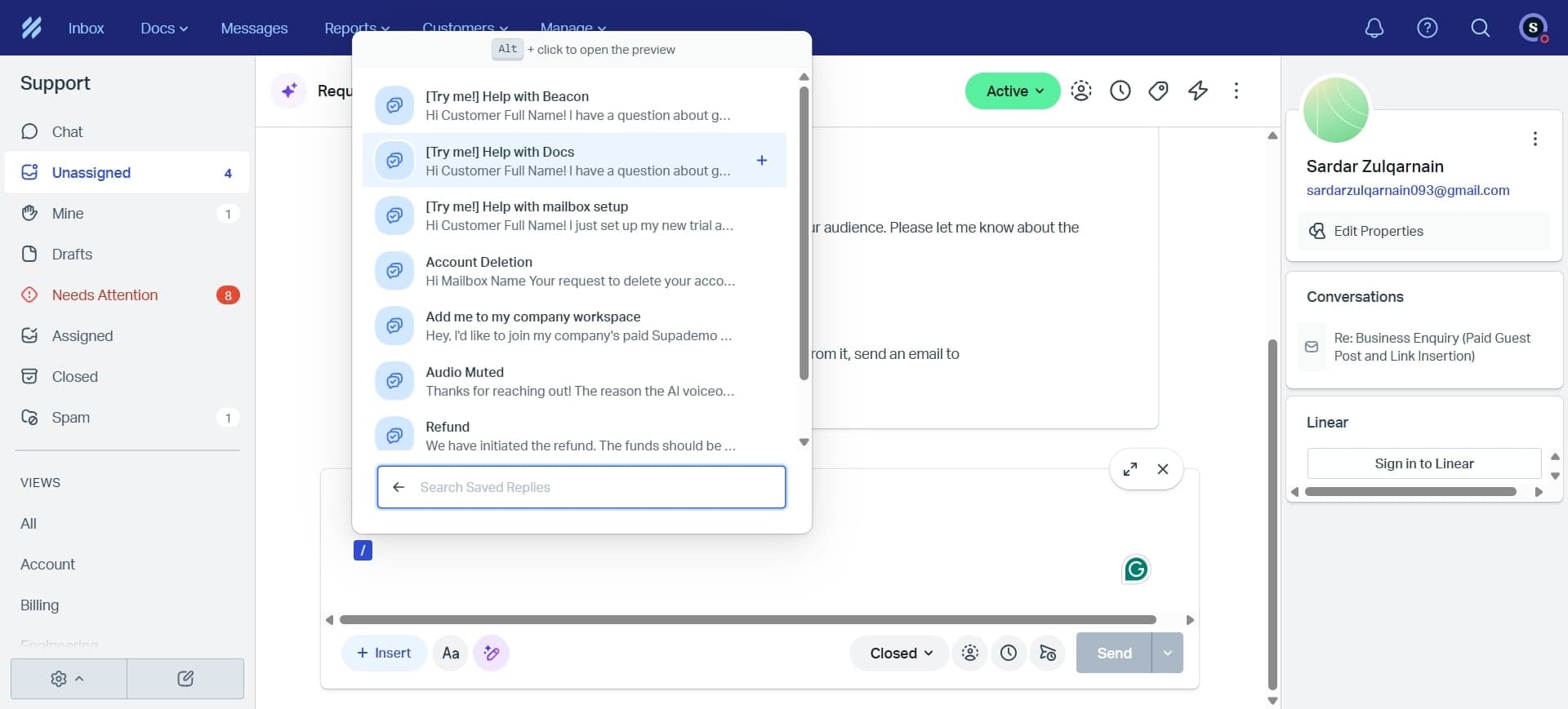 Save the reply template