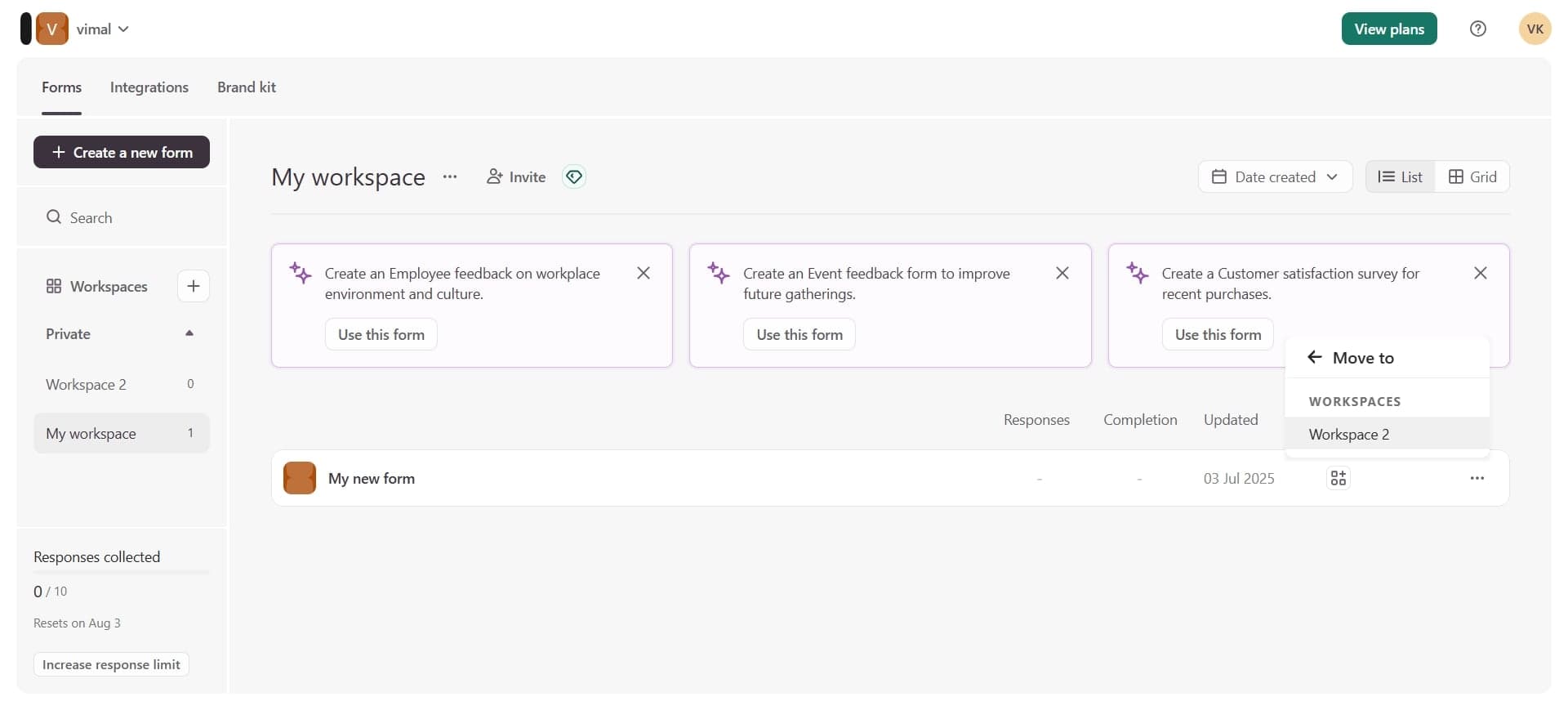 Confirm the workspace transfer