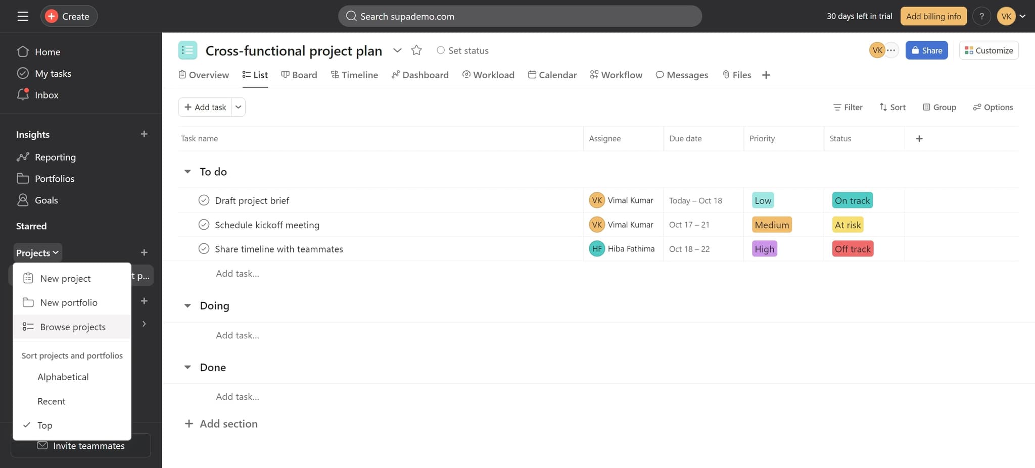 Select Browse projects