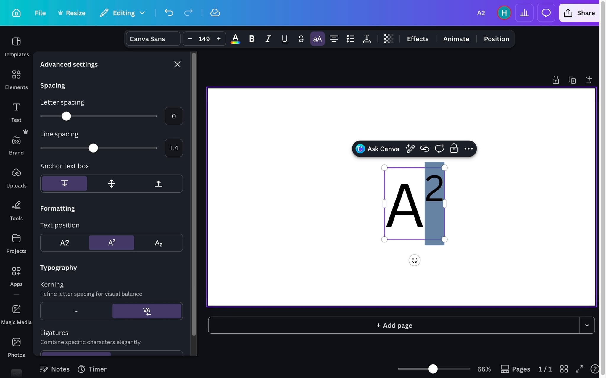 Verify the superscript is applied