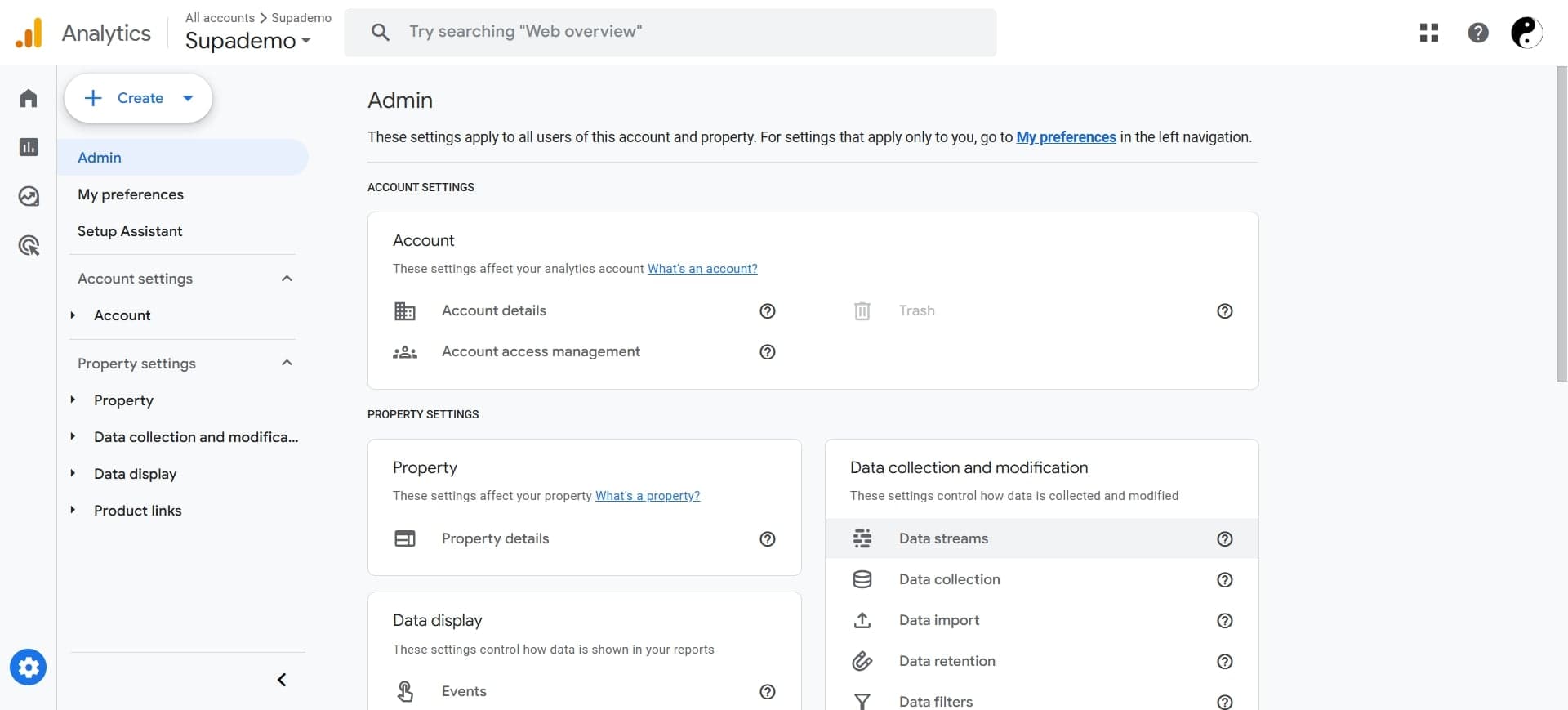 Create a new GA4 property