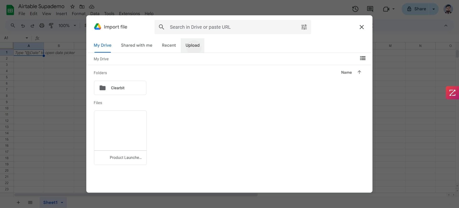Select upload method