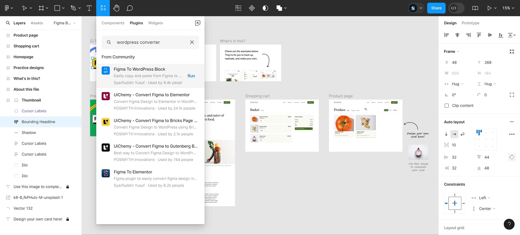 Select Figma to WordPress Block