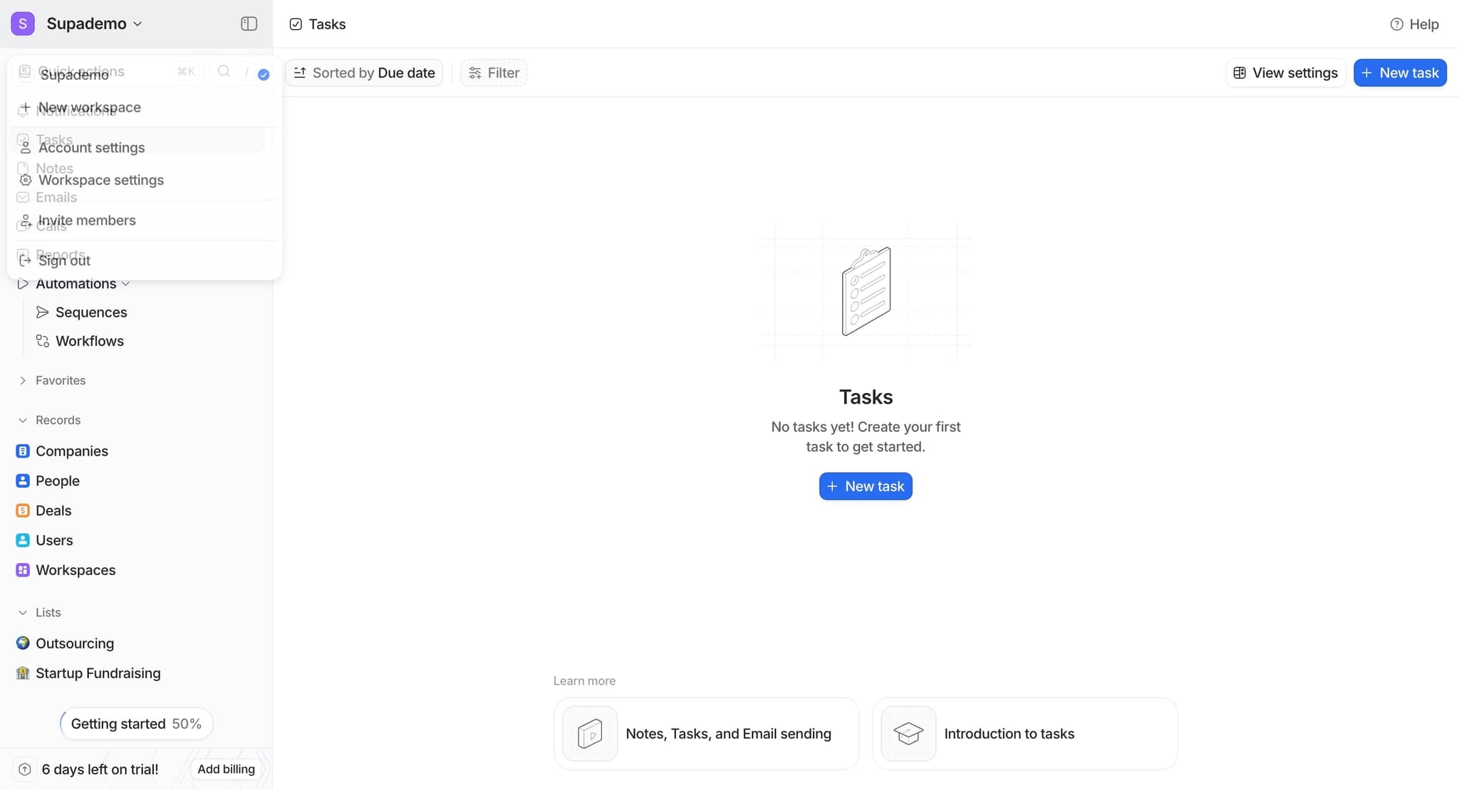 Open the integrations section