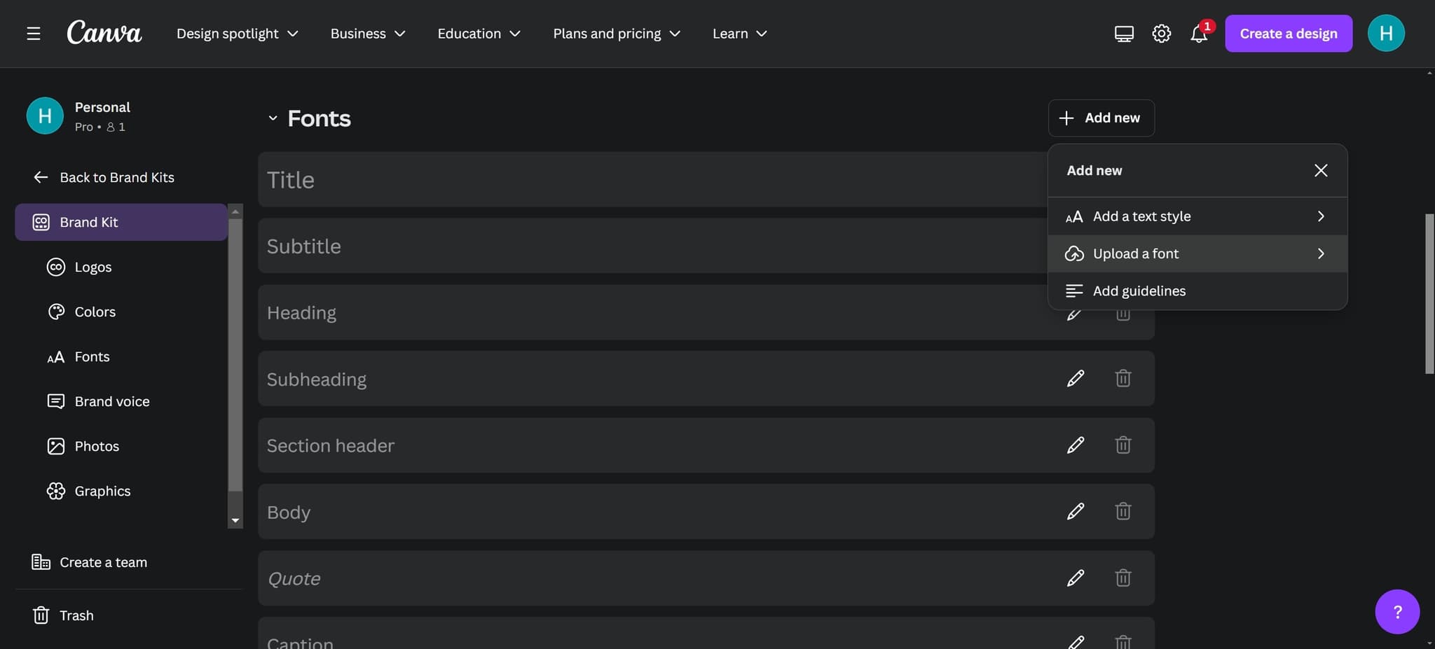 Choose Font Upload Option