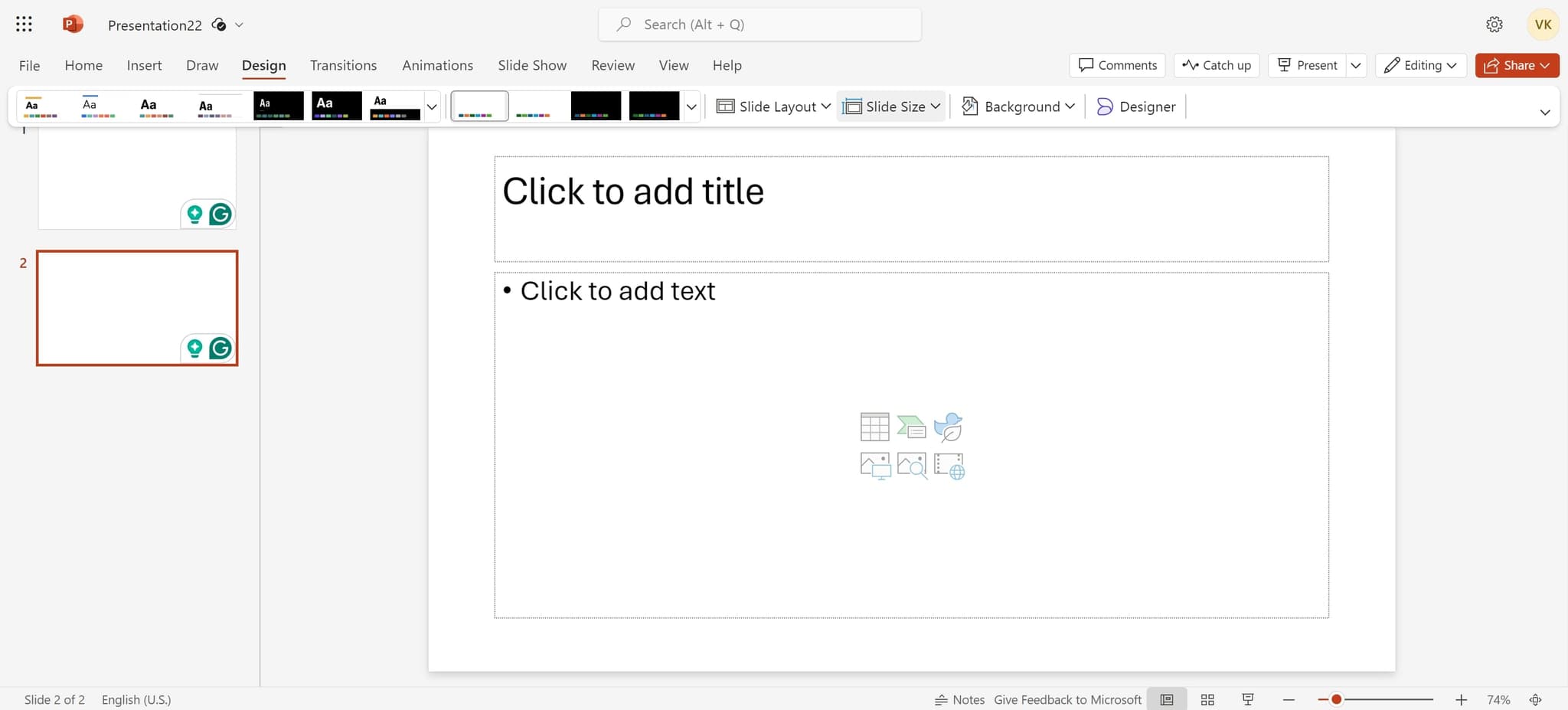 Select Slide Size option