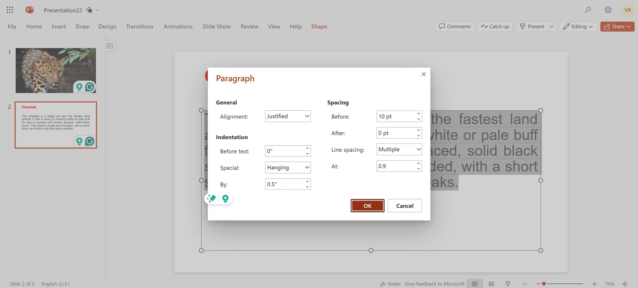 Apply the formatting