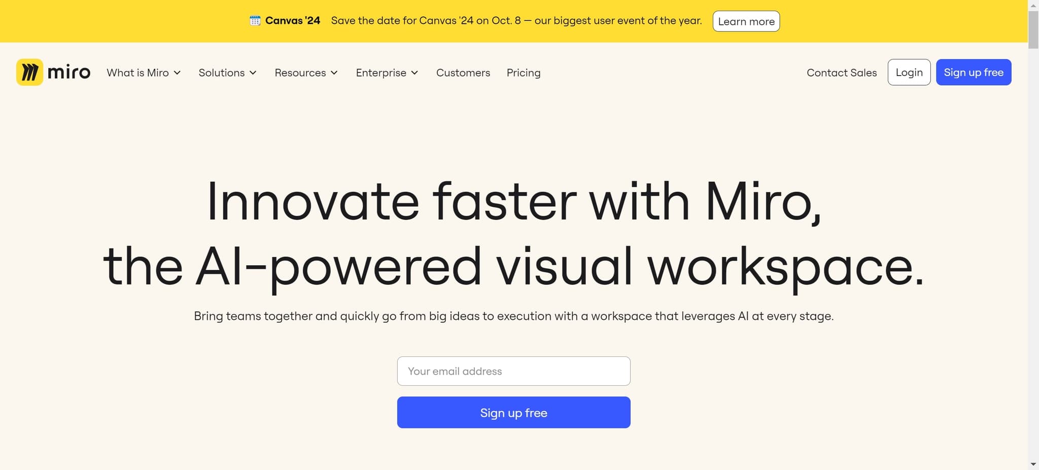 Visit the Miro homepage