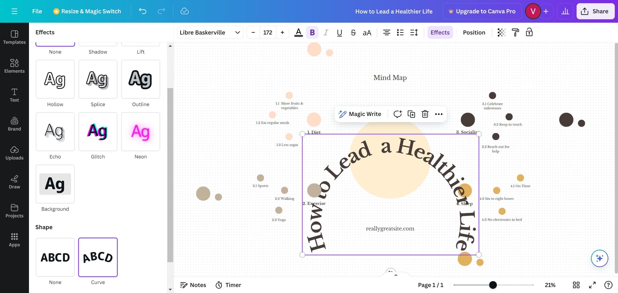 Finalize your curved text