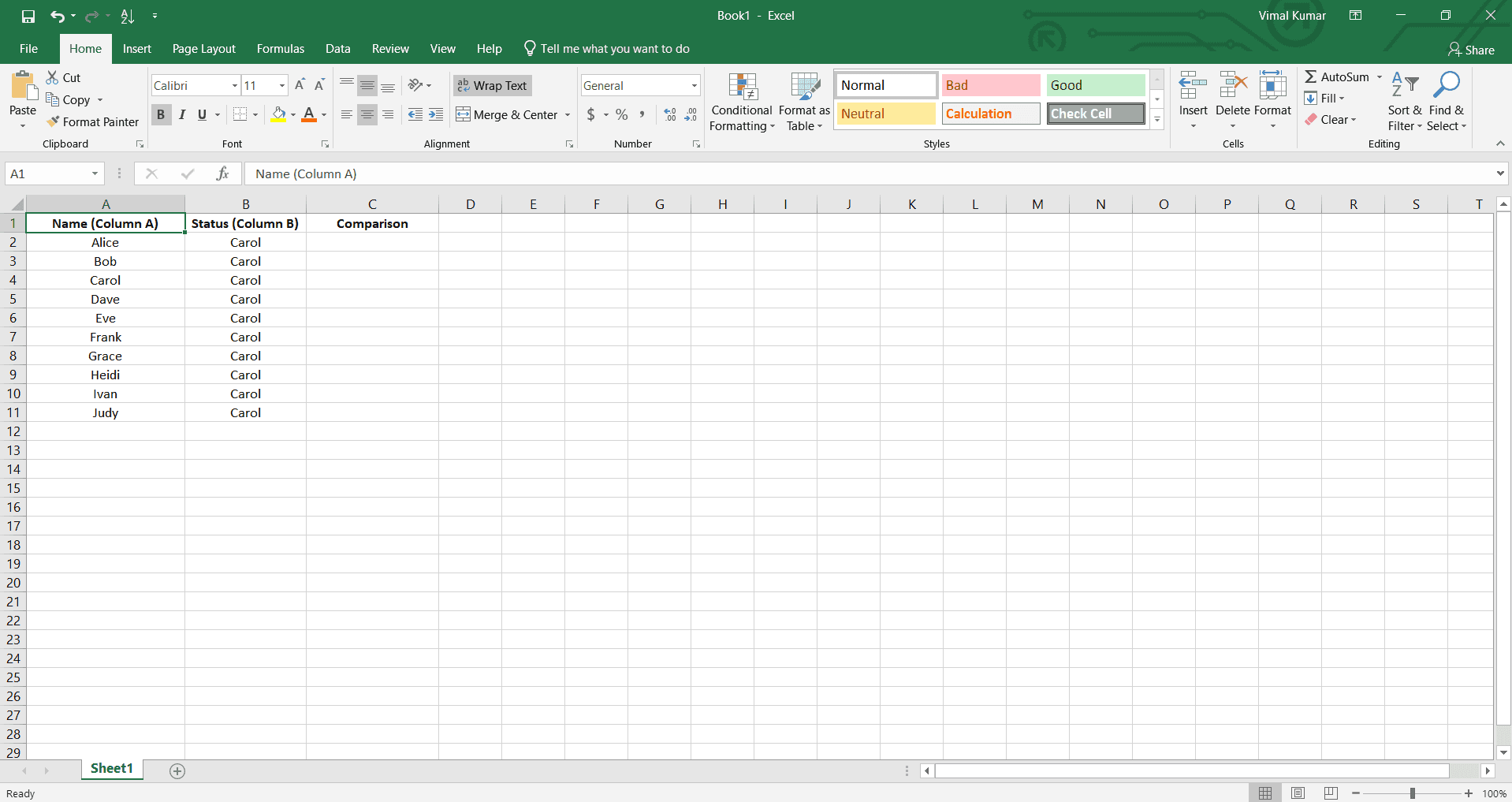Open Excel and load your data