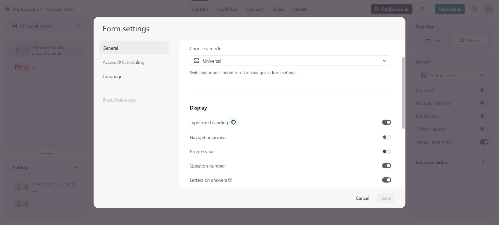 Locate the Progress Bar option